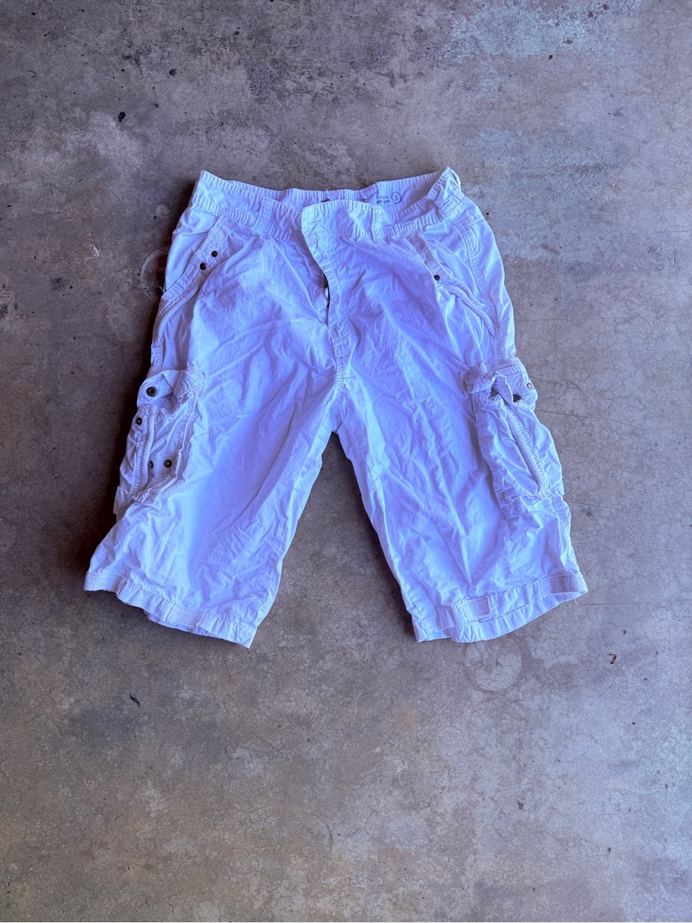White Cargo Knee-Length Shorts
